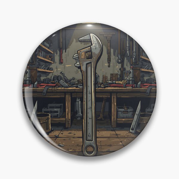 Item preview, Industrial Pipe Wrench in Rustic Workshop Illustration designed and sold by Evergreen Horizon Works.