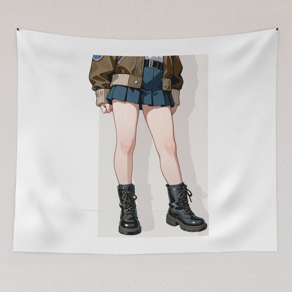 Item preview, Fashion - Woman in Brown Bomber Jacket Mini Skirt Combat Boots Anime Variant 2 designed and sold by AnimeShin.