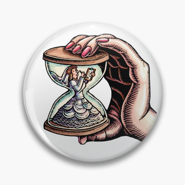 Item preview, Bride in bridal gown inside hourglass with a checklist and a large hand holding the hourglass designed and sold by LisaHaney.
