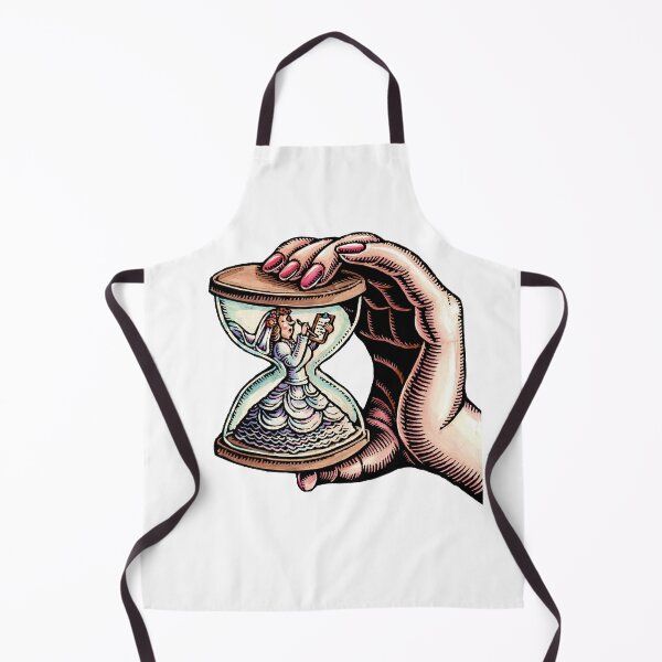 Item preview, Bride in bridal gown inside hourglass with a checklist and a large hand holding the hourglass designed and sold by LisaHaney.