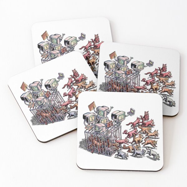 Item preview, computers release cats from a cage and look for patterns designed and sold by LisaHaney.