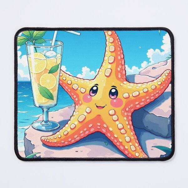 Item preview, Tropical Starfish & Lemonade – Cute Kawaii Ocean Scene designed and sold by DariaCraft.