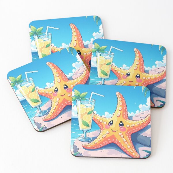 Item preview, Tropical Starfish & Lemonade – Cute Kawaii Ocean Scene designed and sold by DariaCraft.
