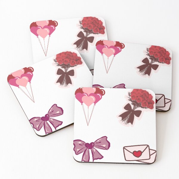 Item preview, Minimalist Romantic Red Rose Bouquet Sticker Pack - Heart Balloons and Bow designed and sold by Art IN Pack.