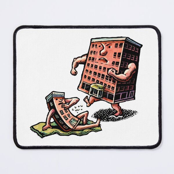 Item preview, large apartment building kicks sand at small building on beach designed and sold by LisaHaney.