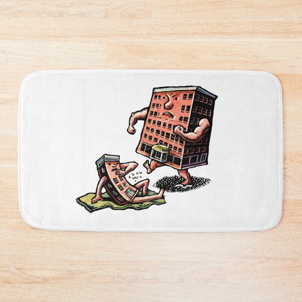 Item preview, large apartment building kicks sand at small building on beach designed and sold by LisaHaney.