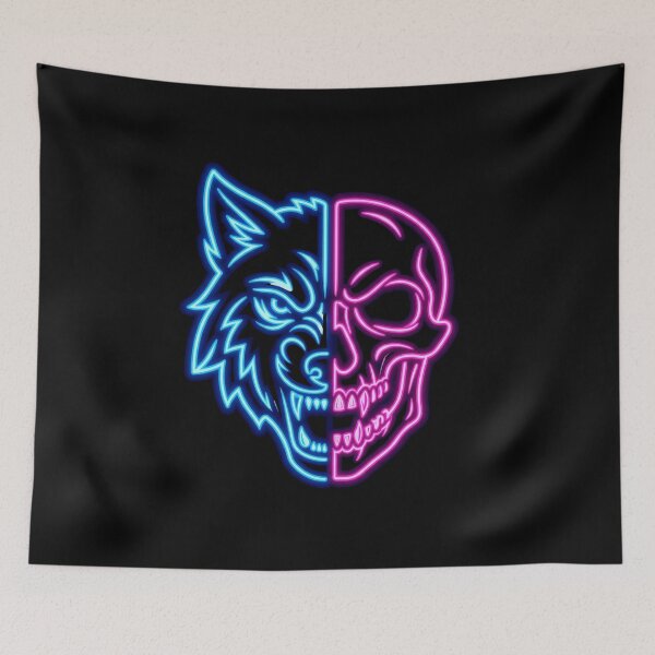 Item preview, Neon Skull Wolf Split Head Design designed and sold by CiprianBt.