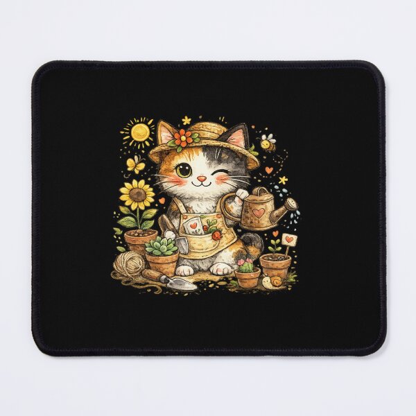 Item preview, Cute Gardening Cat Watercolor Illustration designed and sold by TheZyro.