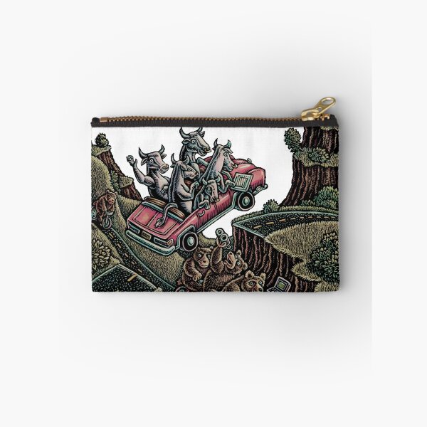 Item preview, convertible filled with bulls jumps over a chasm where bears ride bicycles designed and sold by LisaHaney.