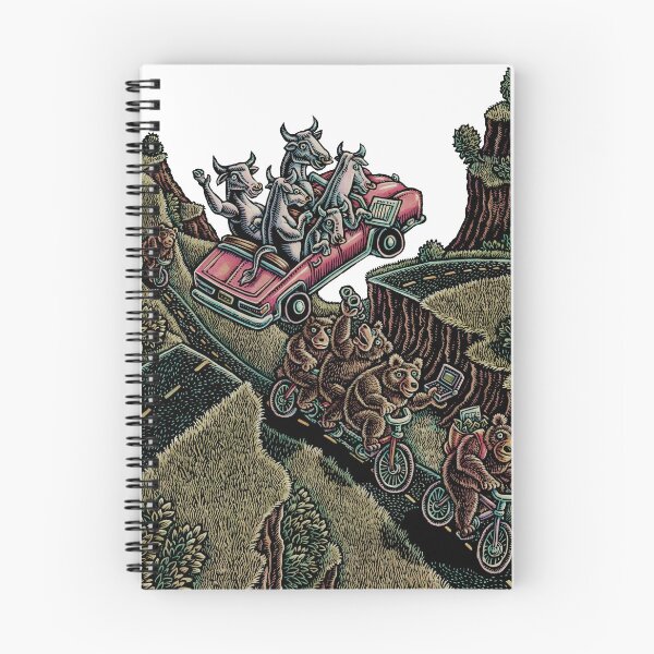 Item preview, convertible filled with bulls jumps over a chasm where bears ride bicycles designed and sold by LisaHaney.