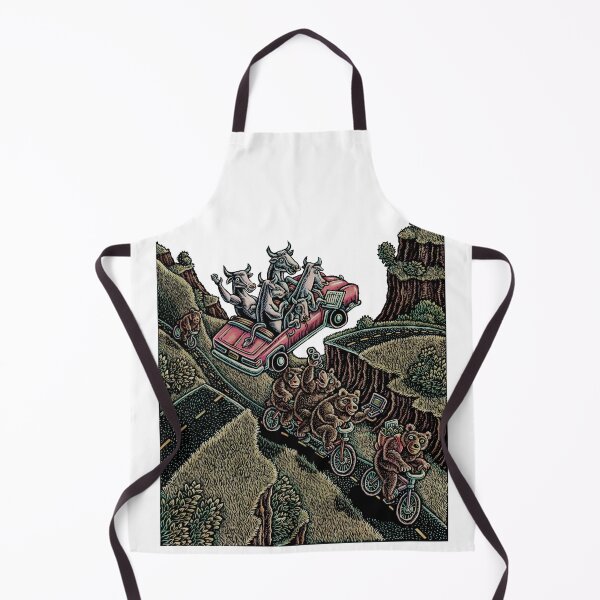 Item preview, convertible filled with bulls jumps over a chasm where bears ride bicycles designed and sold by LisaHaney.