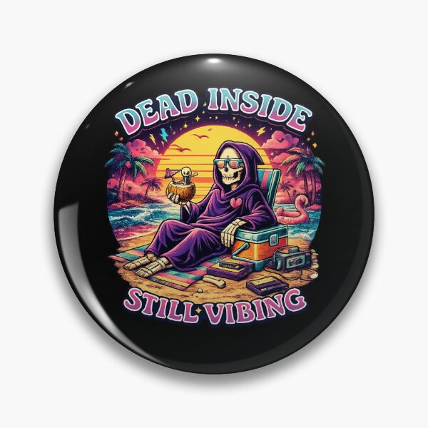 Item preview, Dead Inside Still Vibing – Retro Skeleton Beach Vaporwave designed and sold by Dzakooob.