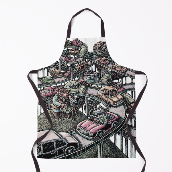 Item preview, bulls and bears driving in cars on winding highways designed and sold by LisaHaney.