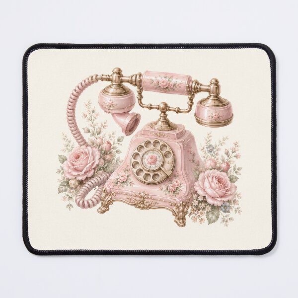 Item preview, Vintage Pink Rotary Telephone with Roses | Romantic Coquette Cottagecore Decor | Victorian Floral Phone Art designed and sold by looplandger.