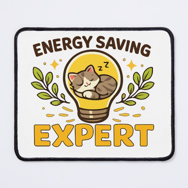 Item preview, Cute Sleeping Cat Energy Saving Expert Funny Lightbulb Graphic designed and sold by banglalook.