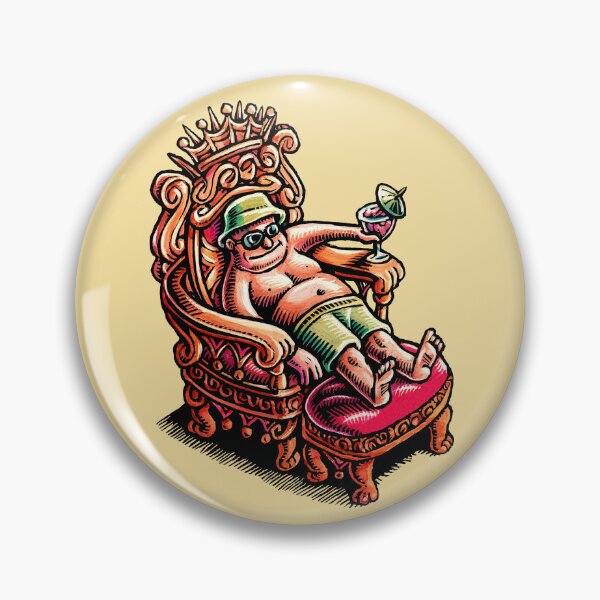 Item preview, man enjoys royal treatment on vacation in a throne with a little umbrella drink. designed and sold by LisaHaney.