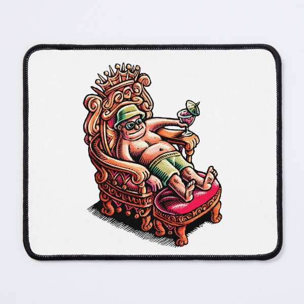 Item preview, man enjoys royal treatment on vacation in a throne with a little umbrella drink. designed and sold by LisaHaney.