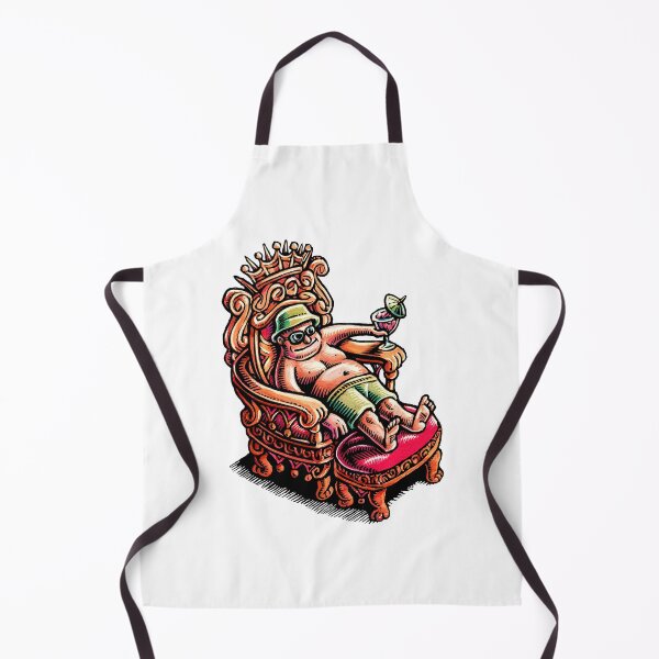 Item preview, man enjoys royal treatment on vacation in a throne with a little umbrella drink. designed and sold by LisaHaney.