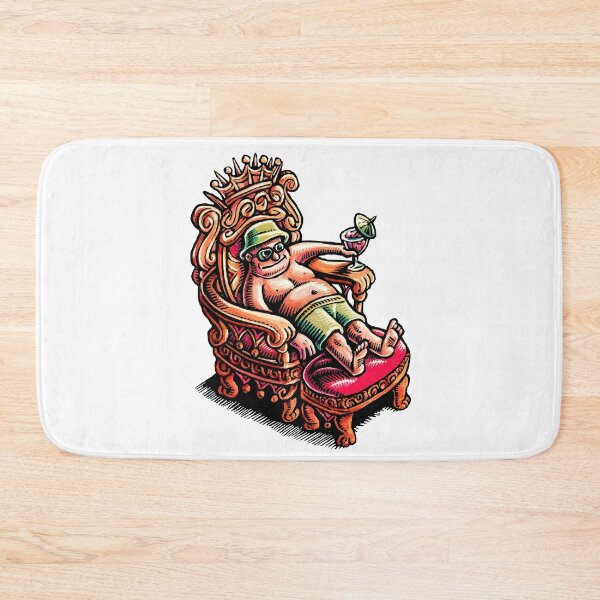 Item preview, man enjoys royal treatment on vacation in a throne with a little umbrella drink. designed and sold by LisaHaney.