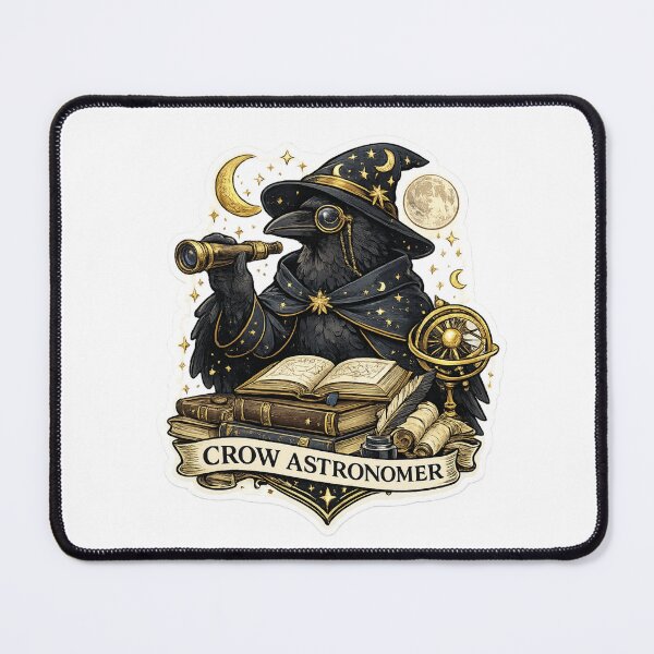 Item preview, Crow Astronomer | Celestial Crow Scientist Sticker | Astronomy Bird Fantasy Art designed and sold by MrDev.