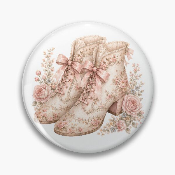 Item preview, Coquette Victorian Floral Boots | Cottagecore Lace Boots | Romantic Pink Vintage Fashion Illustration designed and sold by looplandger.