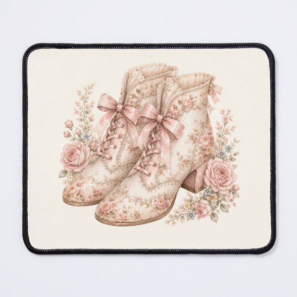 Item preview, Coquette Victorian Floral Boots | Cottagecore Lace Boots | Romantic Pink Vintage Fashion Illustration designed and sold by looplandger.