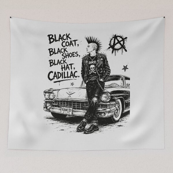 Item preview, Black Coat Black Shoes Black Hat Cadillac Punk Rock T-Shirt | Vintage Punk Rebel Cartoon Art designed and sold by paulo silveira.