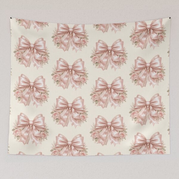 Item preview, Coquette Pink Satin Bow with Roses | Romantic Cottagecore Floral Ribbon | Vintage Feminine Aesthetic designed and sold by looplandger.