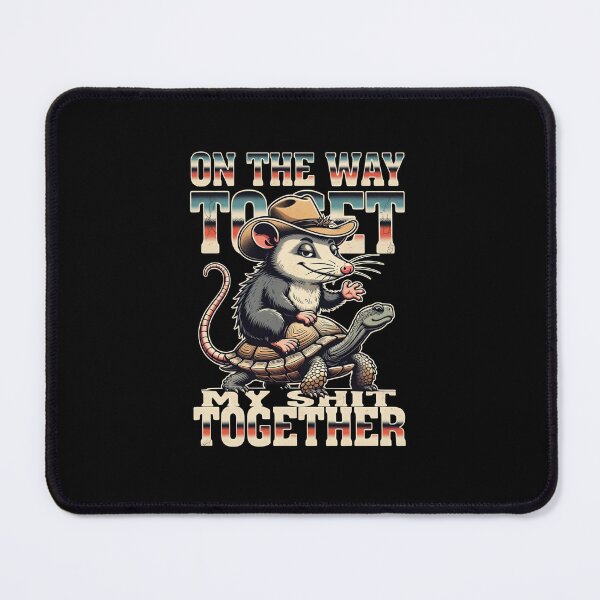 Item preview, On The Way To Get My Shit Together Cowboy Opossum Riding Turtle Retro Vintage designed and sold by Keingdesign.