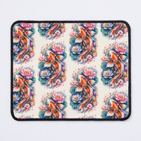 Item preview, Colorful Koi Fish Lotus Art. designed and sold by HorrorInkStudio.