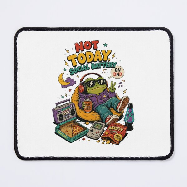 Item preview, Not Today Social Battery Frog Funny Introvert Retro Frog T-Shirt Sticker Design designed and sold by ELVIN DESIGNS.