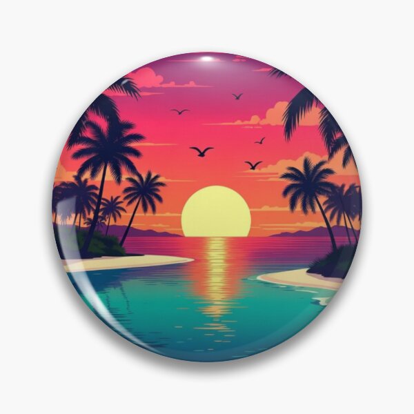 Item preview, Neon Tropical Lagoon Sunset | Retro Palm Beach Paradise designed and sold by GalleryPeak.