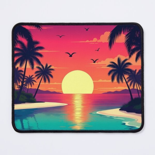 Item preview, Neon Tropical Lagoon Sunset | Retro Palm Beach Paradise designed and sold by GalleryPeak.
