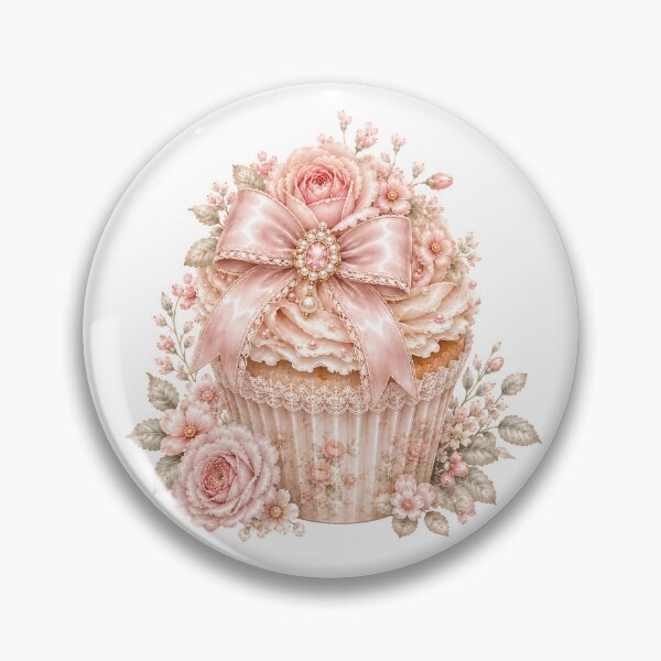 Item preview, Coquette Floral Cupcake | Romantic Pink Rose Cupcake | Cottagecore Dessert Aesthetic Illustration designed and sold by looplandger.
