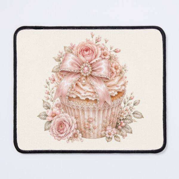 Item preview, Coquette Floral Cupcake | Romantic Pink Rose Cupcake | Cottagecore Dessert Aesthetic Illustration designed and sold by looplandger.