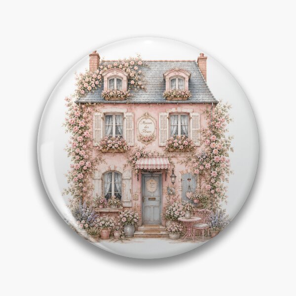 Item preview, Pink Cottagecore Flower House | Romantic French Cottage | Coquette Floral Cottage Illustration designed and sold by looplandger.