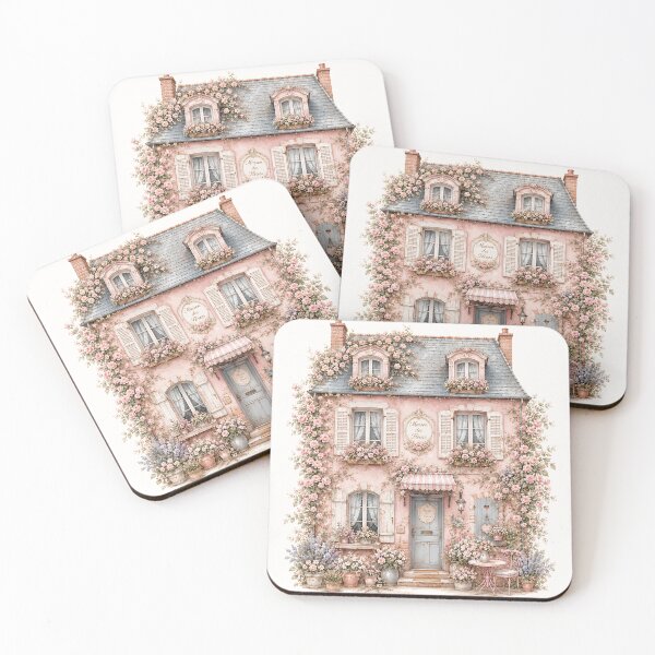 Item preview, Pink Cottagecore Flower House | Romantic French Cottage | Coquette Floral Cottage Illustration designed and sold by looplandger.