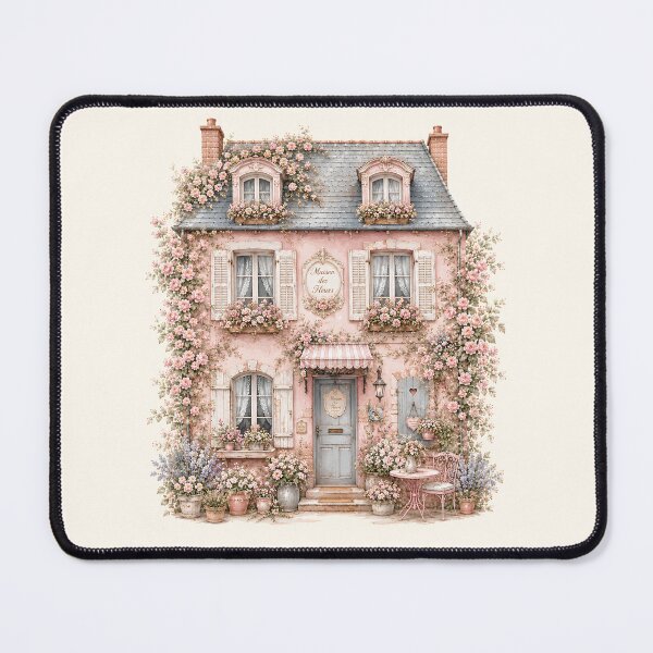 Item preview, Pink Cottagecore Flower House | Romantic French Cottage | Coquette Floral Cottage Illustration designed and sold by looplandger.