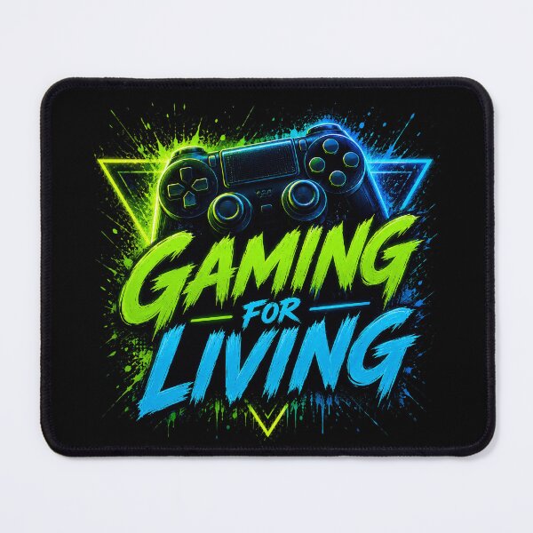 Item preview, Gaming For Living – Neon Controller Gamer Design designed and sold by MarketWolf.