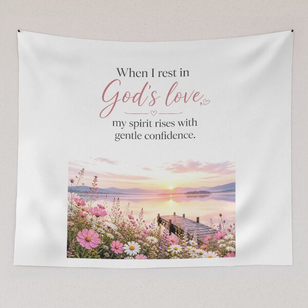 Item preview, When I Rest in God’s Love Christian Floral Wall Art | Faith Quote Print | Feminine Inspirational Decor designed and sold by LoveNurseries.