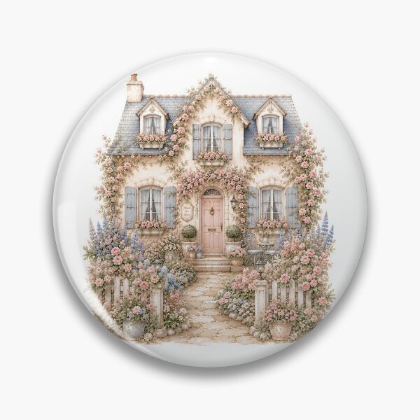 Item preview, Romantic Cottage Garden House | French Country Cottagecore Floral Home Illustration designed and sold by looplandger.