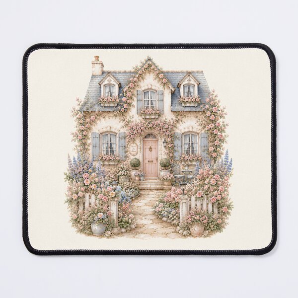 Item preview, Romantic Cottage Garden House | French Country Cottagecore Floral Home Illustration designed and sold by looplandger.