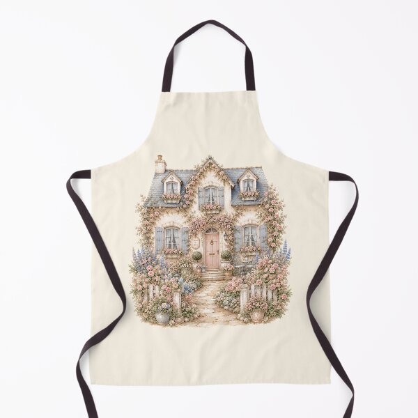 Item preview, Romantic Cottage Garden House | French Country Cottagecore Floral Home Illustration designed and sold by looplandger.