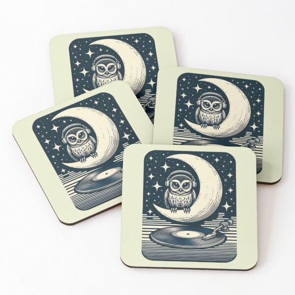 Item preview, Moonlight DJ Owl – Cosmic Vinyl Vibes designed and sold by Dogandesighn.