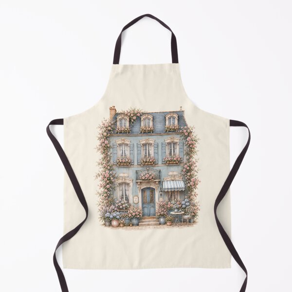 Item preview, Blue French Cottage Garden House | Romantic Cottagecore Floral Home Illustration designed and sold by looplandger.