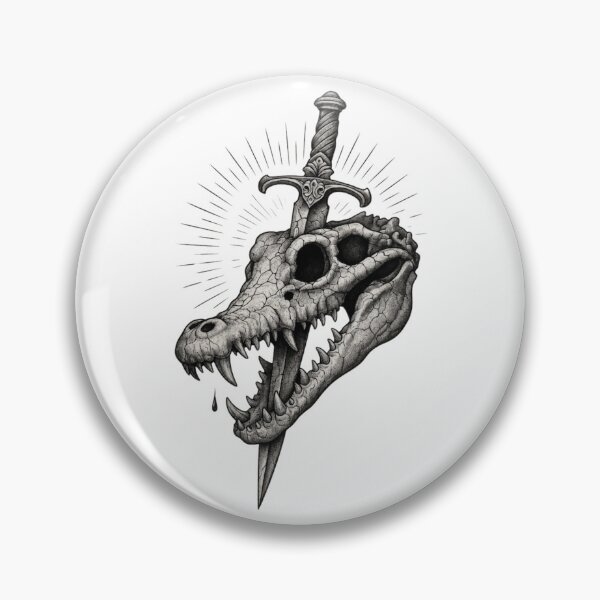 Item preview, Crocodile Skull with Sword Gothic Tattoo Design | Dark Fantasy Illustration designed and sold by Redshop04.