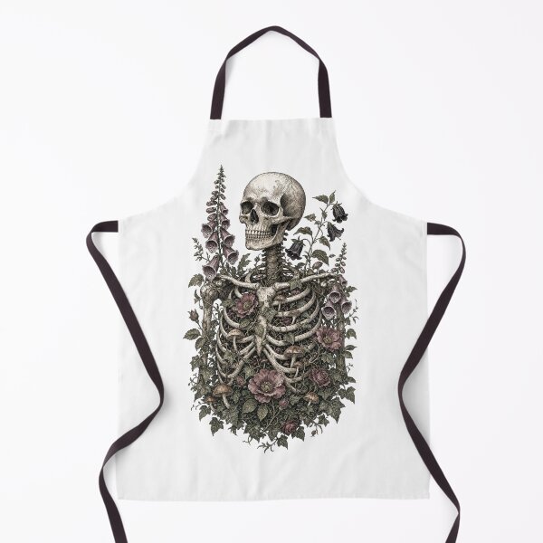 Item preview, The Last Garden , Dark Cottagecore Skeleton Floral Botanical Art Print designed and sold by NullSpacePrints.