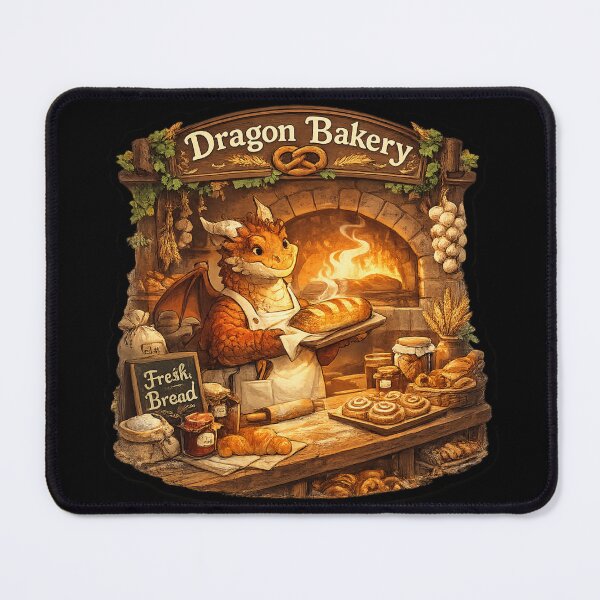 Item preview, Dragon Bakery Owner | Cozy Fantasy Dragon Baker Sticker | Cottagecore Fantasy Bakery Art designed and sold by MrDev.