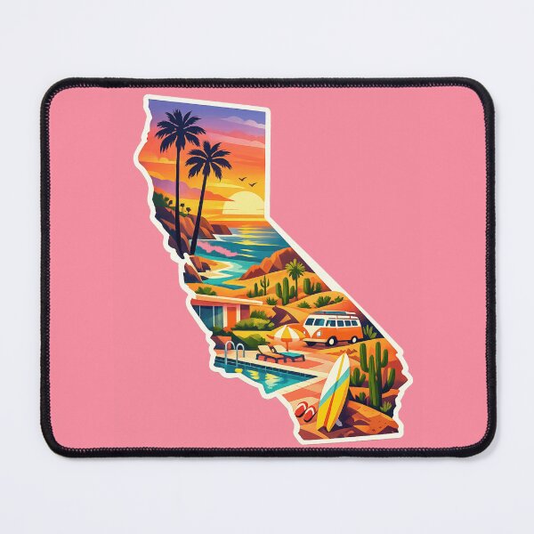 Item preview, California Dreamscape State Silhouette | Palm Trees, Coastal Sunset & Poolside Paradise designed and sold by Anime-Clothes1.