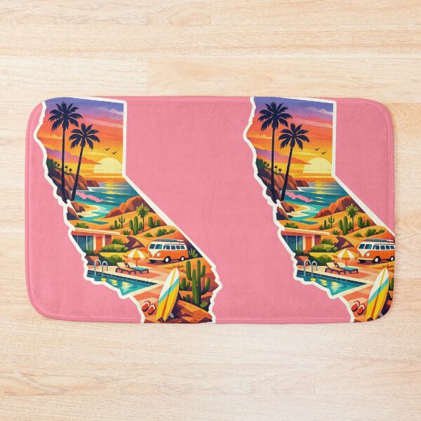 Item preview, California Dreamscape State Silhouette | Palm Trees, Coastal Sunset & Poolside Paradise designed and sold by Anime-Clothes1.